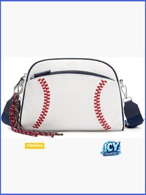 Baseball Crossbody Bag with Braided Rope Design - Vegan Leather Hobo